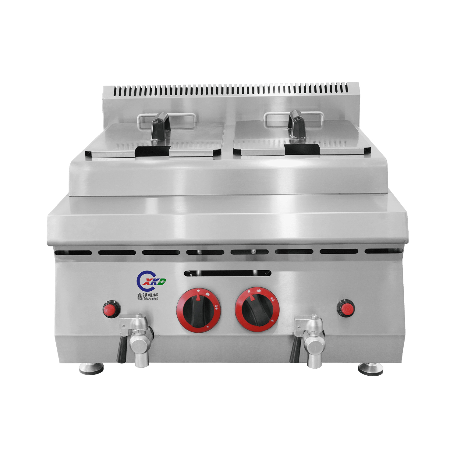 Фритюрница газа Двух-сетки Двойн-цилиндра настольного компьютера глубокая